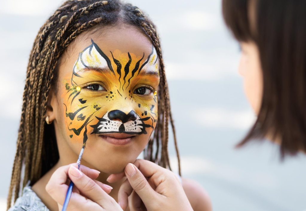 children’s party service with party characters and face painting